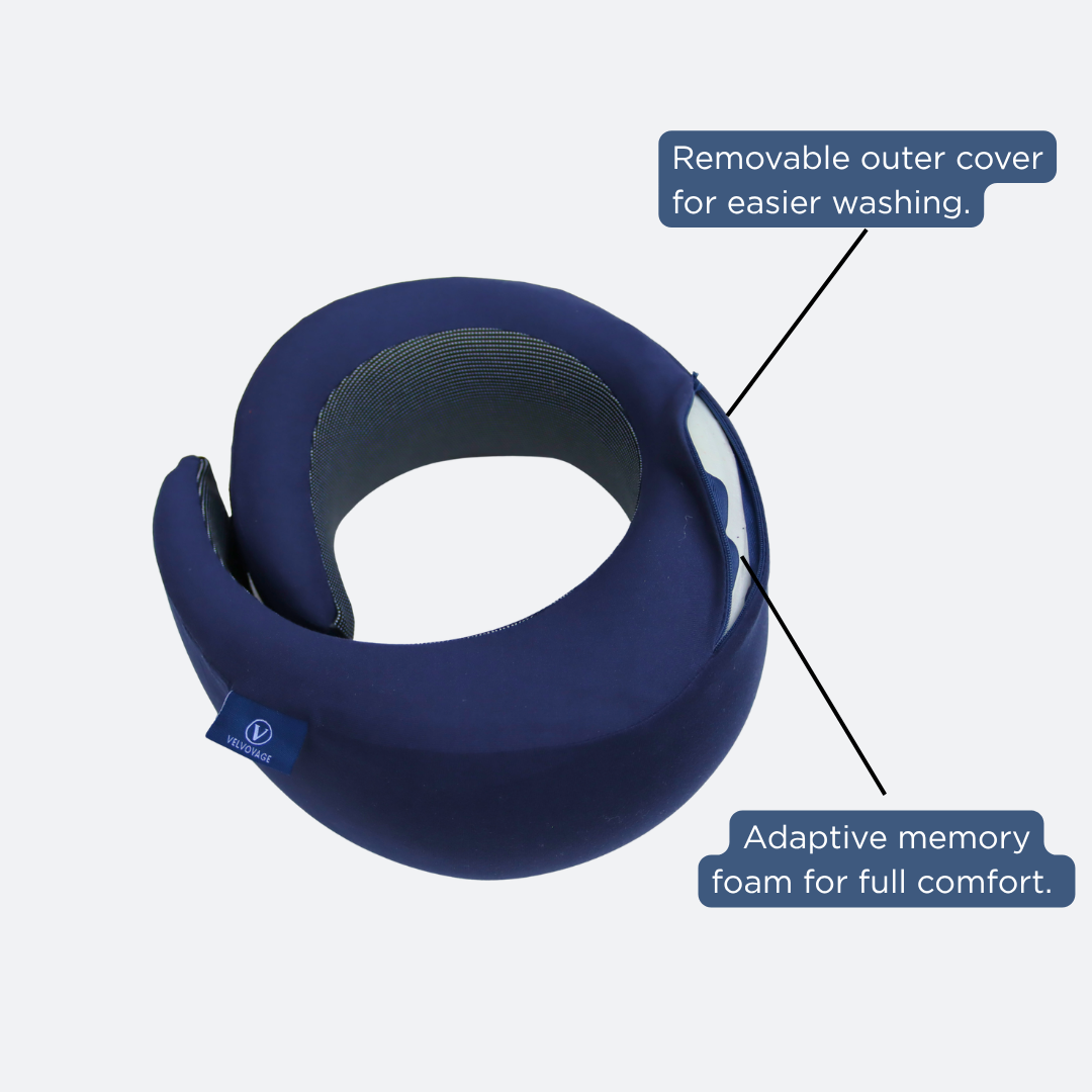 360° Memory Foam Travel Pillow - Navy Blue